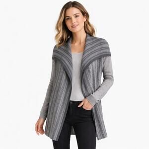 Willi Smith Waterfall Open Cardigan Small Gray Knit Long Sweater